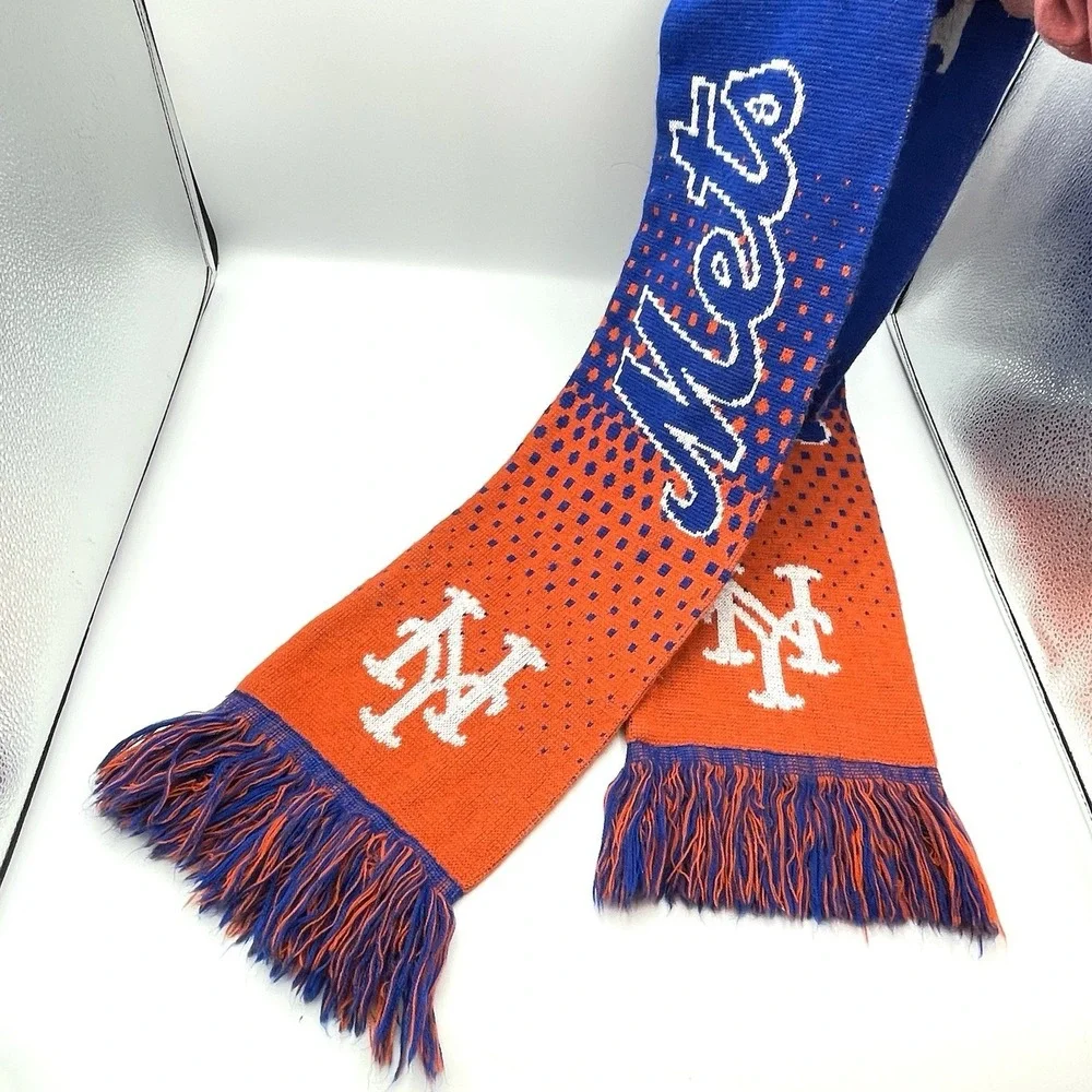 New York Mets FOCO Knit Fringe Scarf Orange Blue MLB Genuine‎ Merchandise